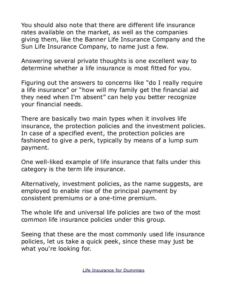 Life insurance for dummies