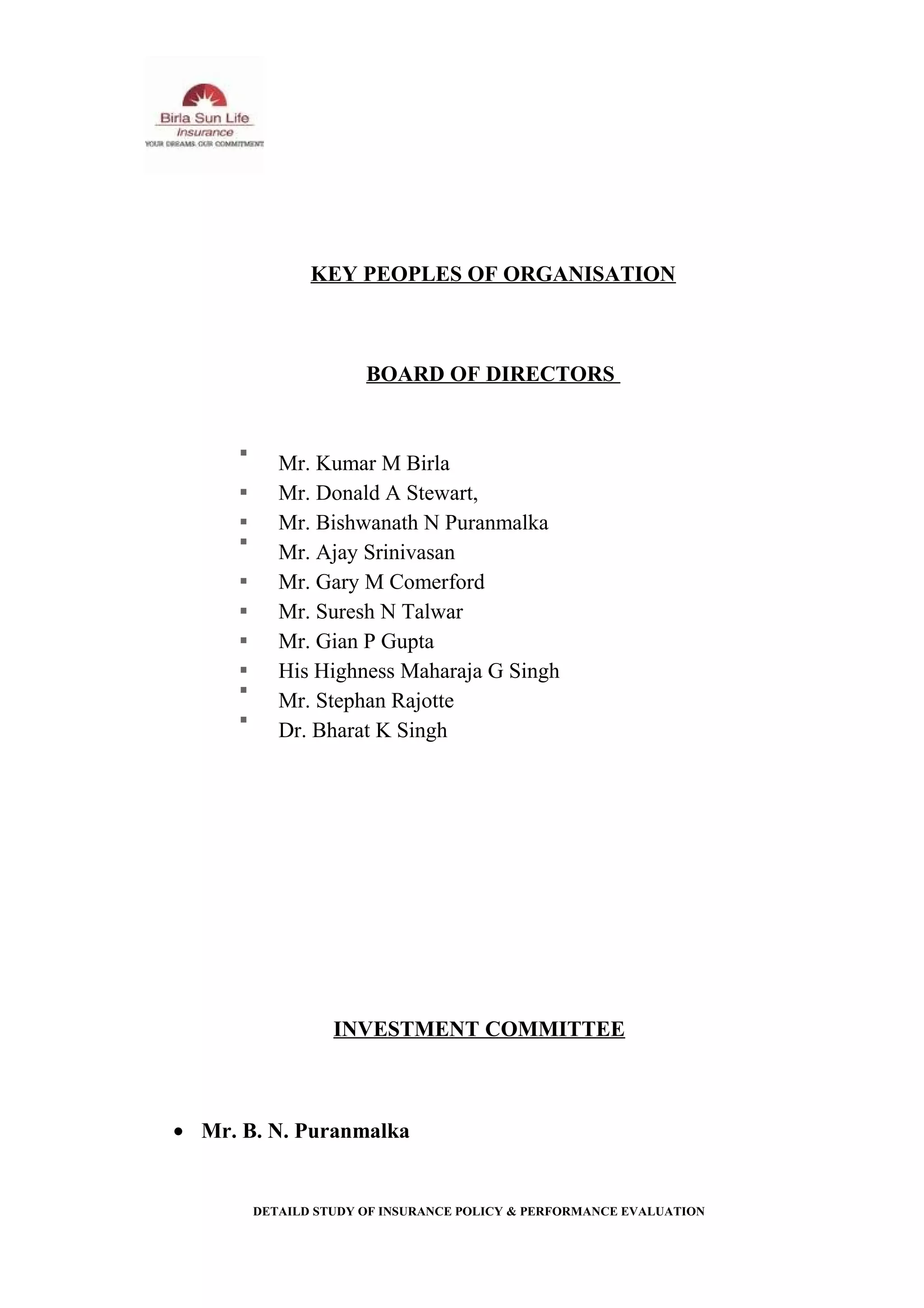 Life insurance project report | DOC