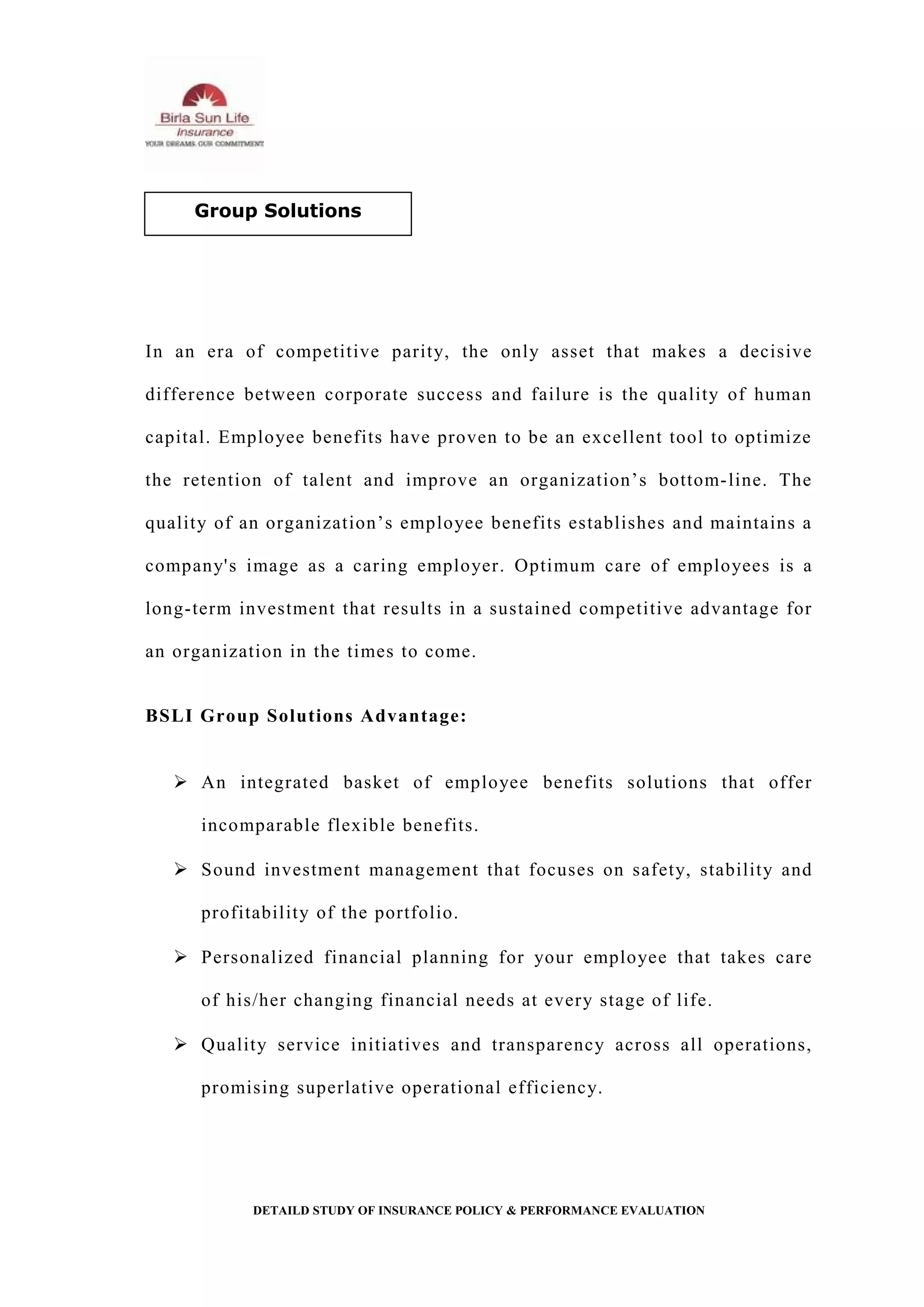 Life insurance project report | DOC