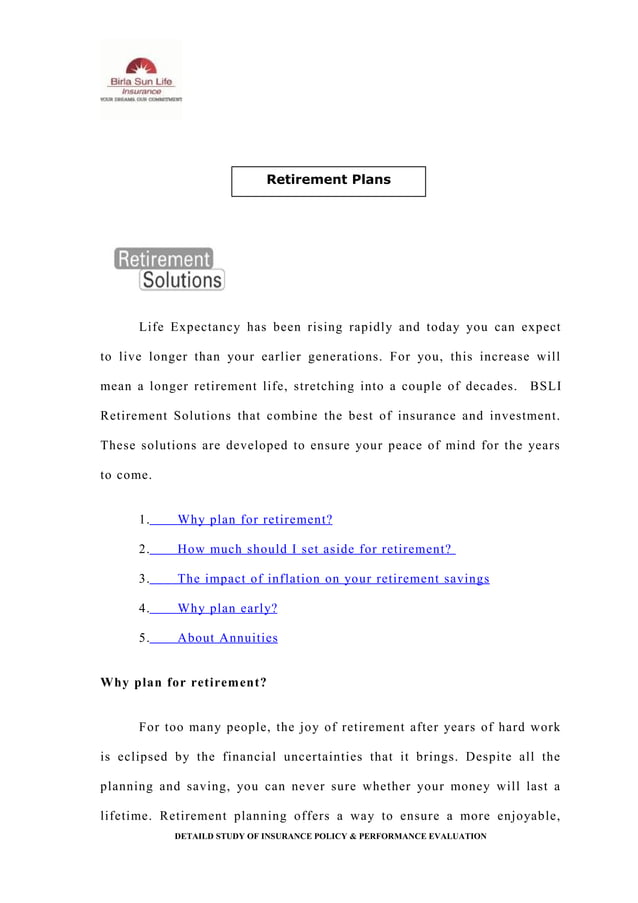 Life insurance project report | DOC