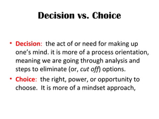 Life is all about choices and the decision | PPT