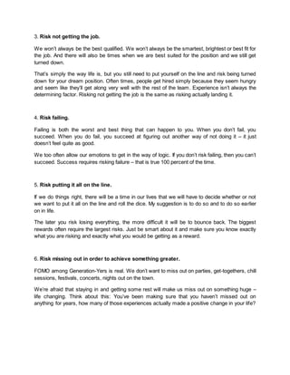 Life is a series of calculated risks | DOCX