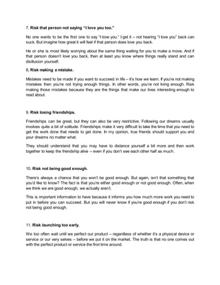 Life is a series of calculated risks | DOCX