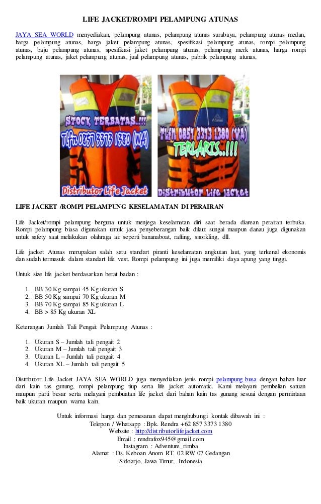30 Ide Keren Baju Pealmpung Life Vest Model Rompi Maria Space