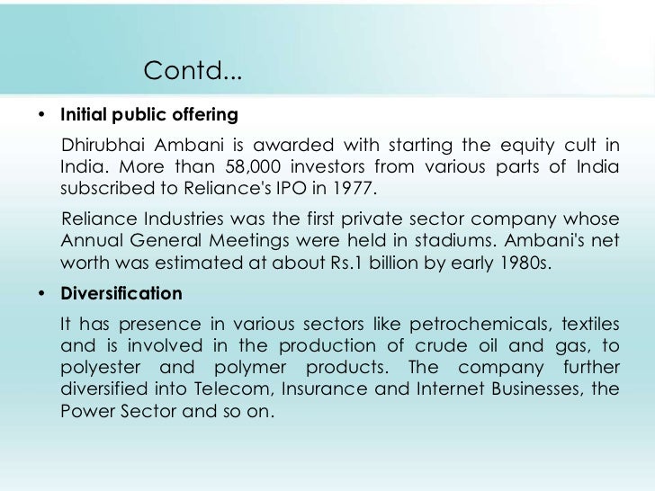 In 1977 reliance ipo