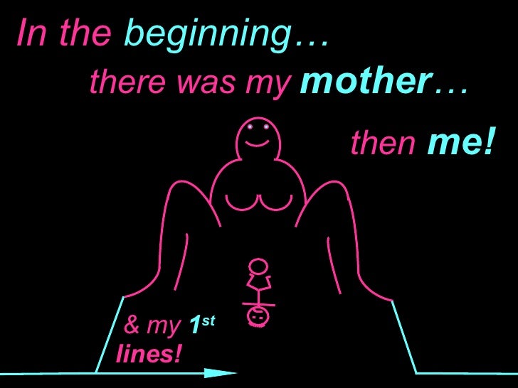 In the  beginning… there was my  mother … then   me! & my  1 st   lines! 