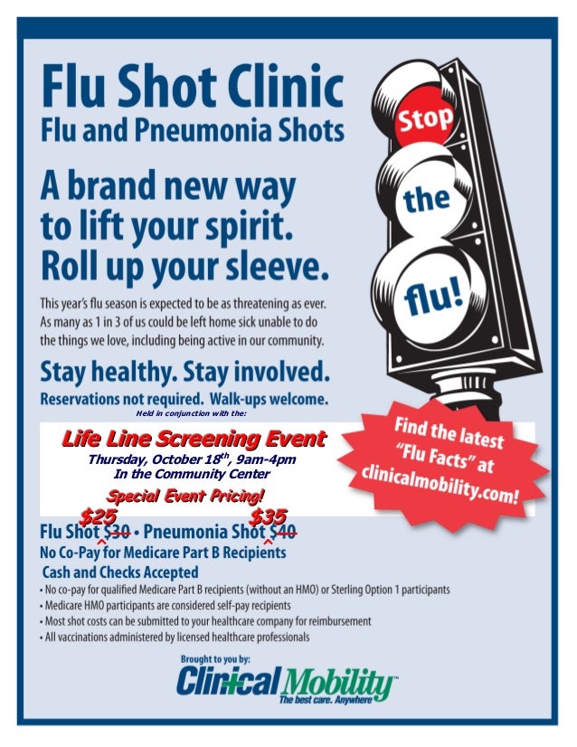 clinical mobility life line screening flu shot clinic program flyers on getting the flu shot