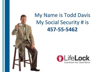 My Name is Todd Davis My Social Security # is 457-55-5462 