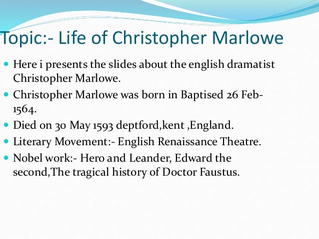 Christopher marlowe research paper