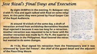 Rizal's Journey from Fort Santiago to his Execution in Bagumbayan | PPTX