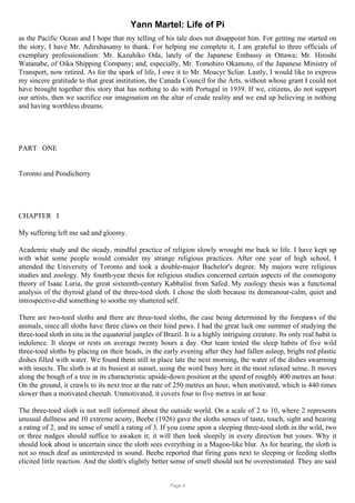 Life of Pi, story written by Yann Martel | PDF