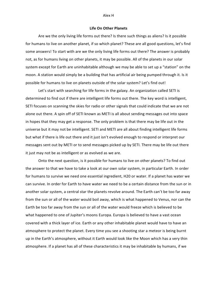 essay on is there life on other planets