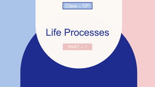 Life Processes
Class – 10th
PART – 1
 