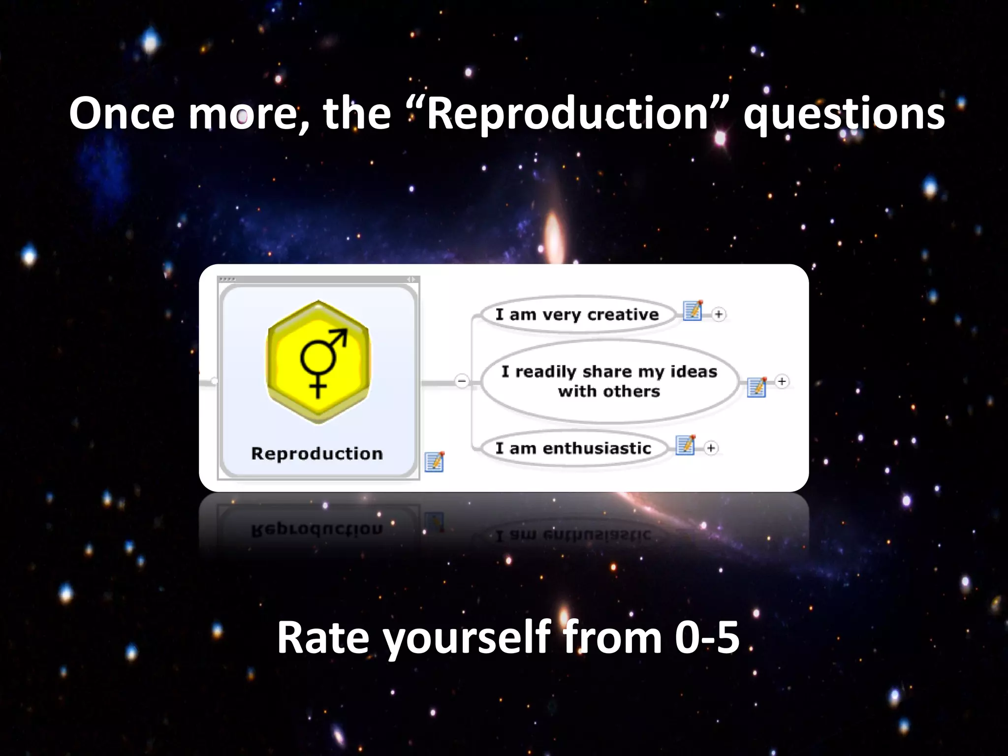 Once more, the “Reproduction” questions




         Rate yourself from 0-5
 