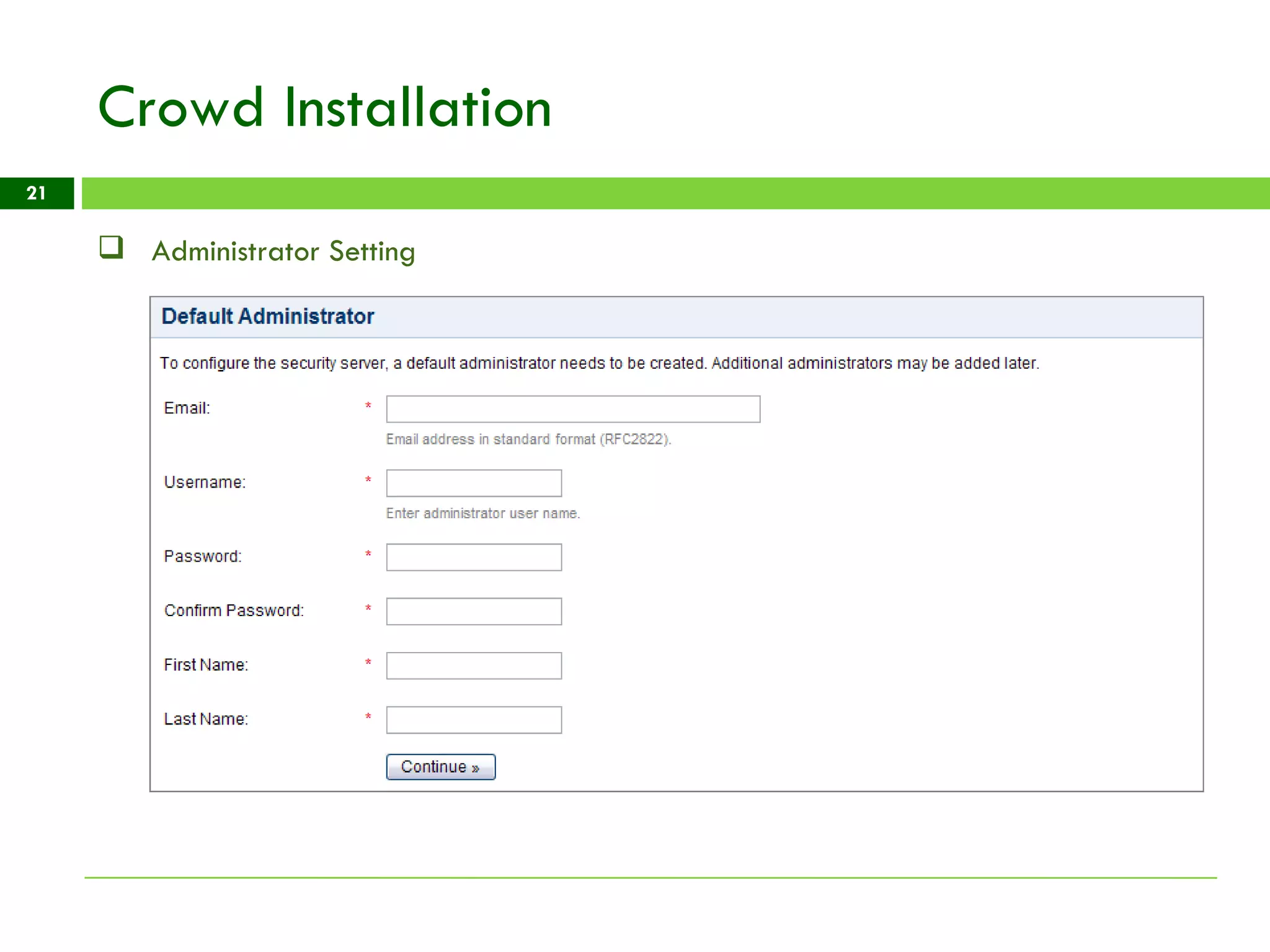 Crowd Installation Administrator Setting  