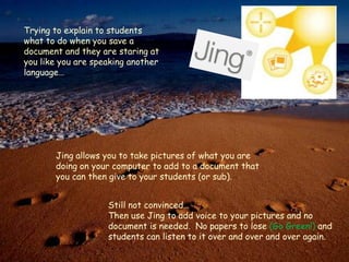 Share sites with colleagues‘Okay, class today we are going to create a poster about how we can help take care of our Earth.’Great idea, but now your room is full of 25 posters with no place to hang them.  Then after you grade and return them to the students you watch as they throw them into the trash as they walk out the room.  How aggravating!Interactive poster where students can include text, pictures, music and videos.Students take more pride in their work when they realize that others, beyond school walls, will be viewing their work.