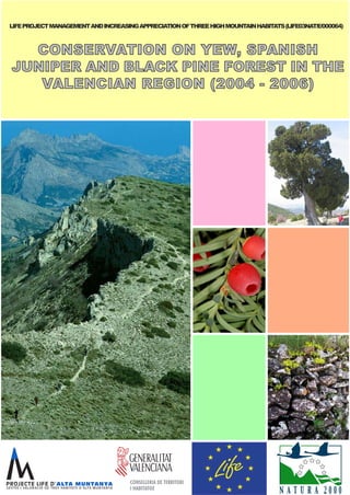 LIFE PROJECT MANAGEMENT AND INCREASING APPRECIATION OF THREE HIGH MOUNTAIN HABITATS (LIFE03NAT/E/000064)



  CONSERVATION ON YEW, SPANISH
JUNIPER AND BLACK PINE FOREST IN THE
   VALENCIAN REGION (2004 - 2006)
 