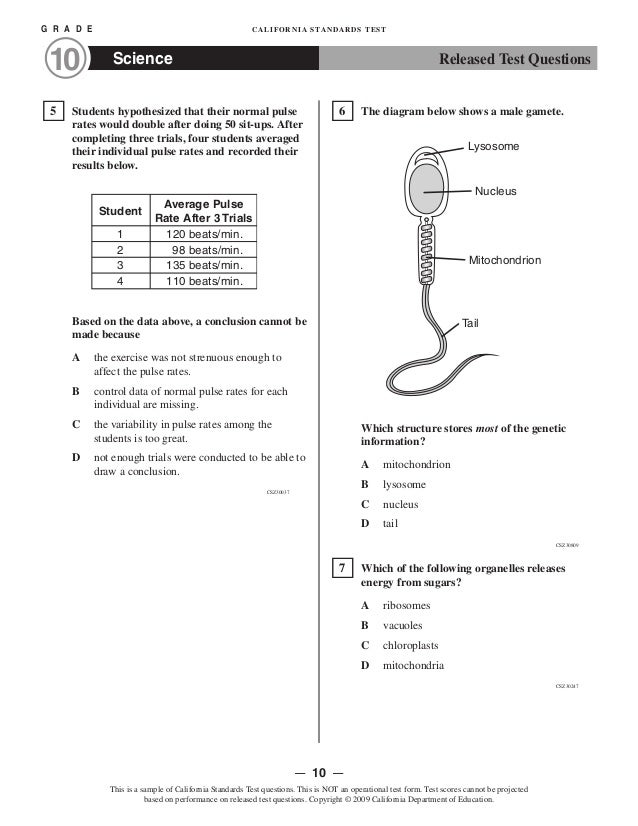 Life science practice test