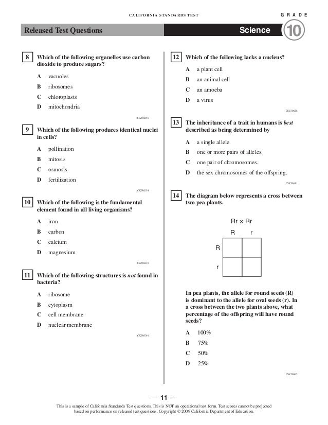 Life science practice test