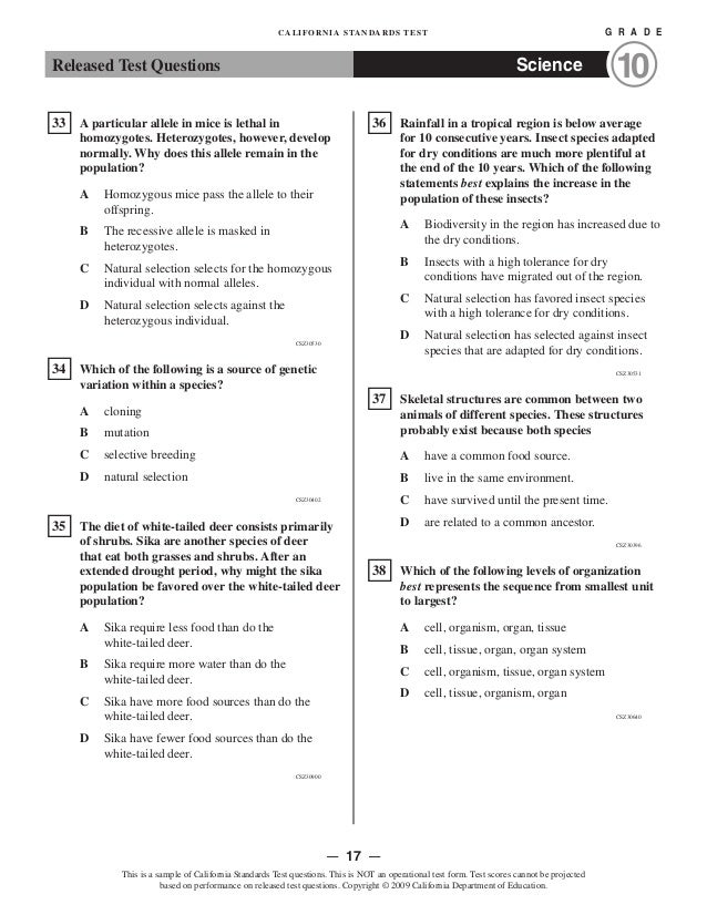 Life science practice test