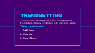 TRENDSETTING
Accenture’s 2019 Technology Vision revealed several post-digital
trends that are collectively paving the way ...