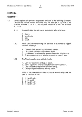 Life sciences p1 nov 2011 eng version 1 | PDF