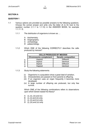 Life sciences p1 nov 2013 eng | PDF