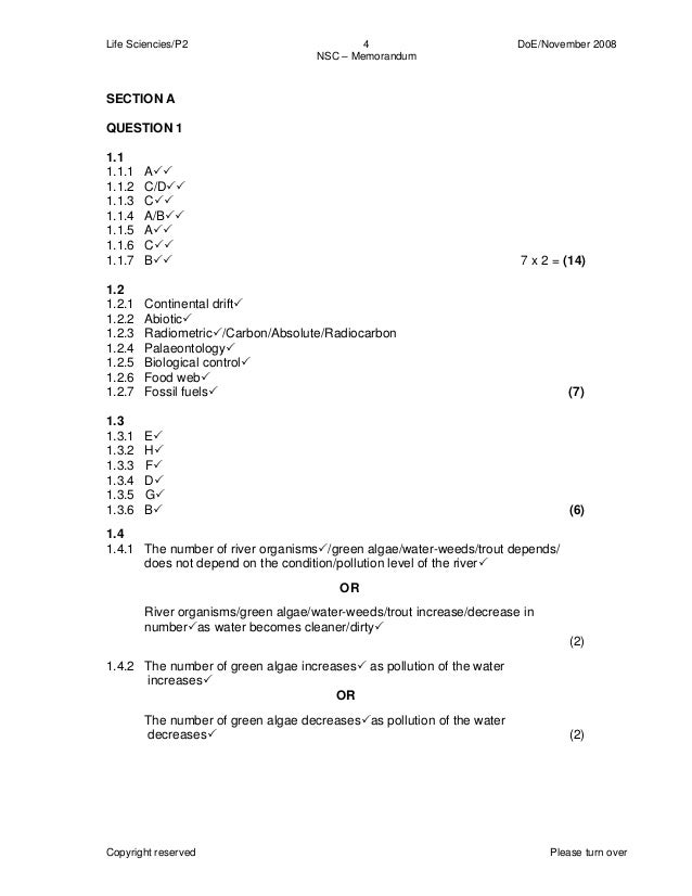 Life Sciences P2 Nov 2008 Eng Memo Final