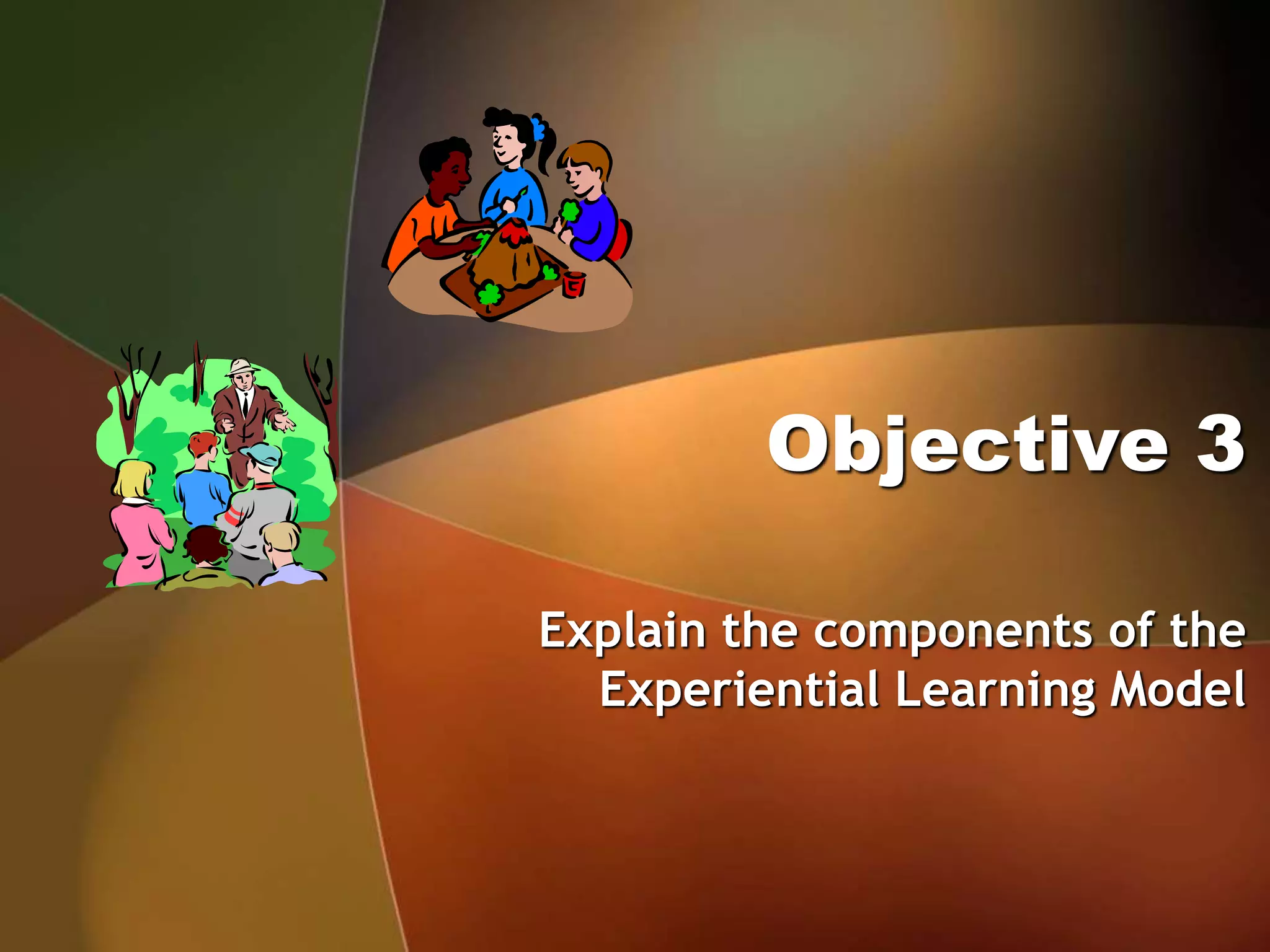 Objective 3
Explain the components of the
Experiential Learning Model
 