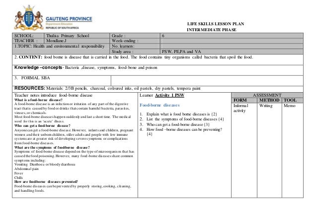 Life Skills Lesson Plan Term 4