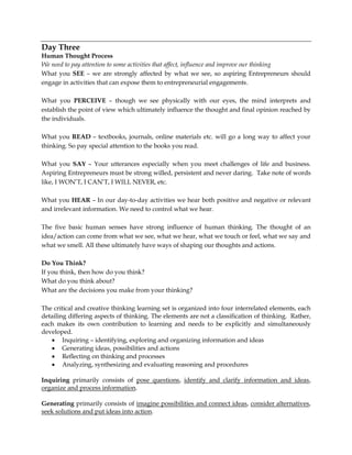 CREATIVITY & CRITICAL THINKING - Life Skills Training for High School | PDF