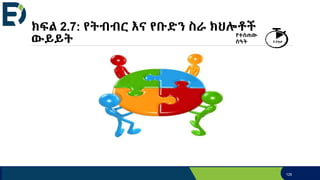 ክፍል 2.7: የትብብር እና የቡድን ስራ ክህሎቶች
ውይይት
126
የተሰጠው
ሰዓት 5 ደቂቃ
 