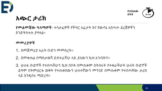 አጭር ታሪክ
የመልመጃው ዓላማዎች: ተሳታፊዎች የችግር አፈታት እና የውሳኔ አሰጣጥ ደረጃዎችን
እንድትከተሉ ያግዛል።
መመሪያዎች
1. በመጀመሪያ አራት ቡድን መመስረት።
2. በመቀጠል በማስታወሻ ደብተራችሁ ላይ ያለውን ኬዝ አንብቡና።
3. ሁለቱ ቡድኖች የተሰጣችሁን ኬዝ በሶዳ በመጠቀም ስትሰሩት የተቀራችሁት ሁለት ቡድኖች
ደግሞ በትምህርቱ ወቅት የተጠቀሰውን ሁለተኛውን መንገድ በመጠቀም የተሰጣቸው ታሪክ
ላይ እንዲሰሩ ማድረግ።
የተሰጠው
ሰዓት 40 ደቂቃ
82
 