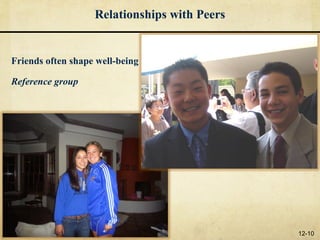 Relationships with Peers


Friends often shape well-being

Reference group




                                              12-10
 