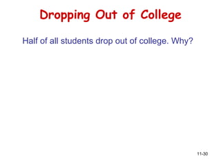 Dropping Out of College Half of all students drop out of college. Why? 