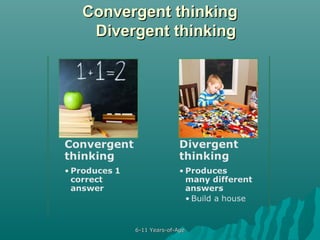 Convergent thinking
Divergent thinking

6-11 Years-of-Age

 