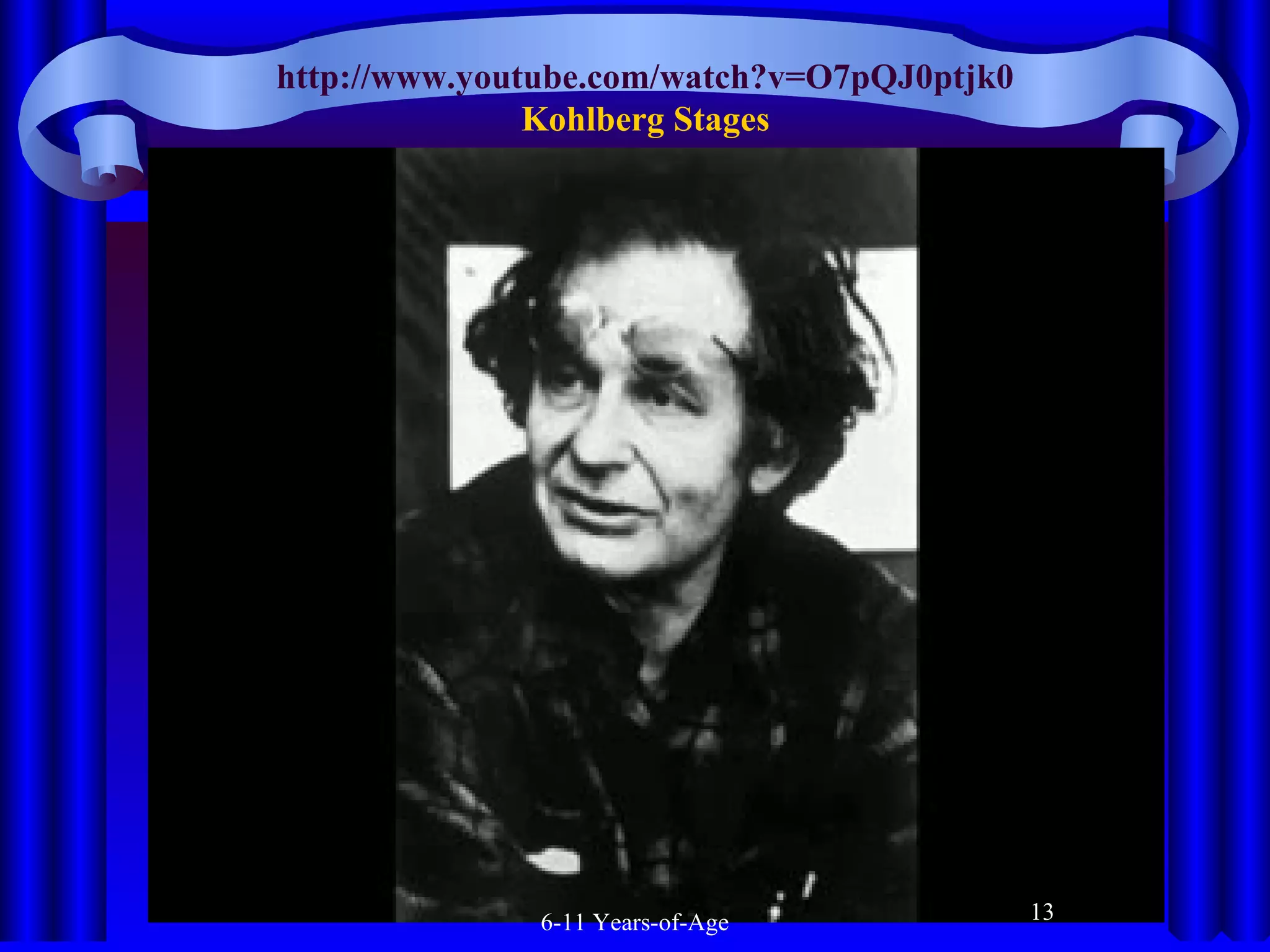 http://www.youtube.com/watch?v=O7pQJ0ptjk0
Kohlberg Stages

6-11 Years-of-Age

13

 