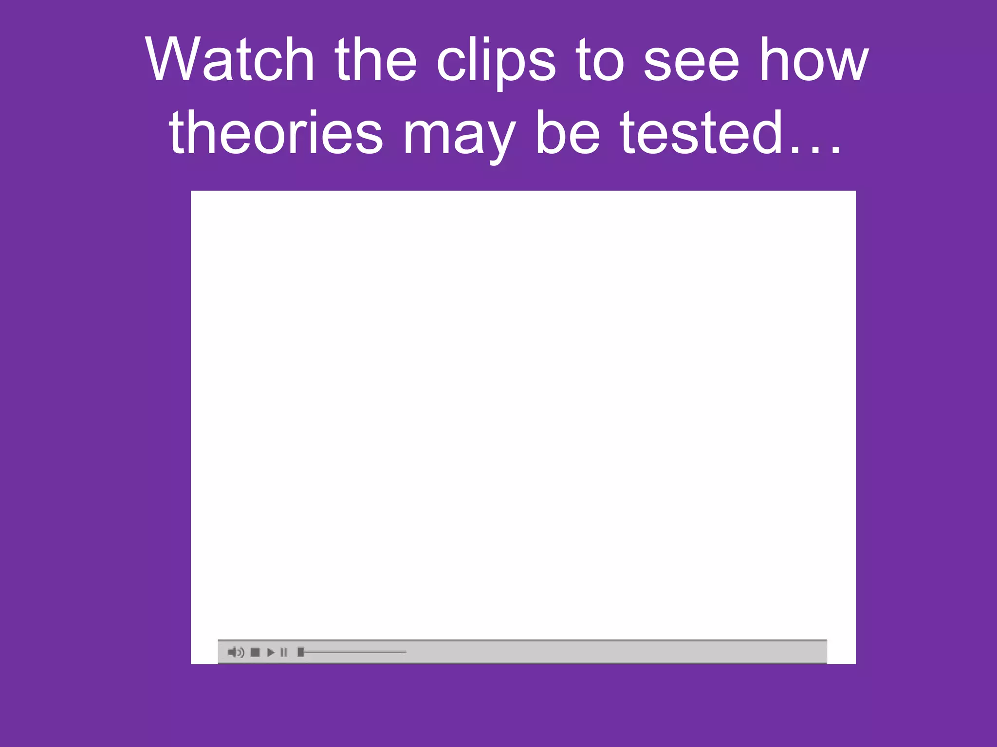 Watch the clips to see how
theories may be tested…
 