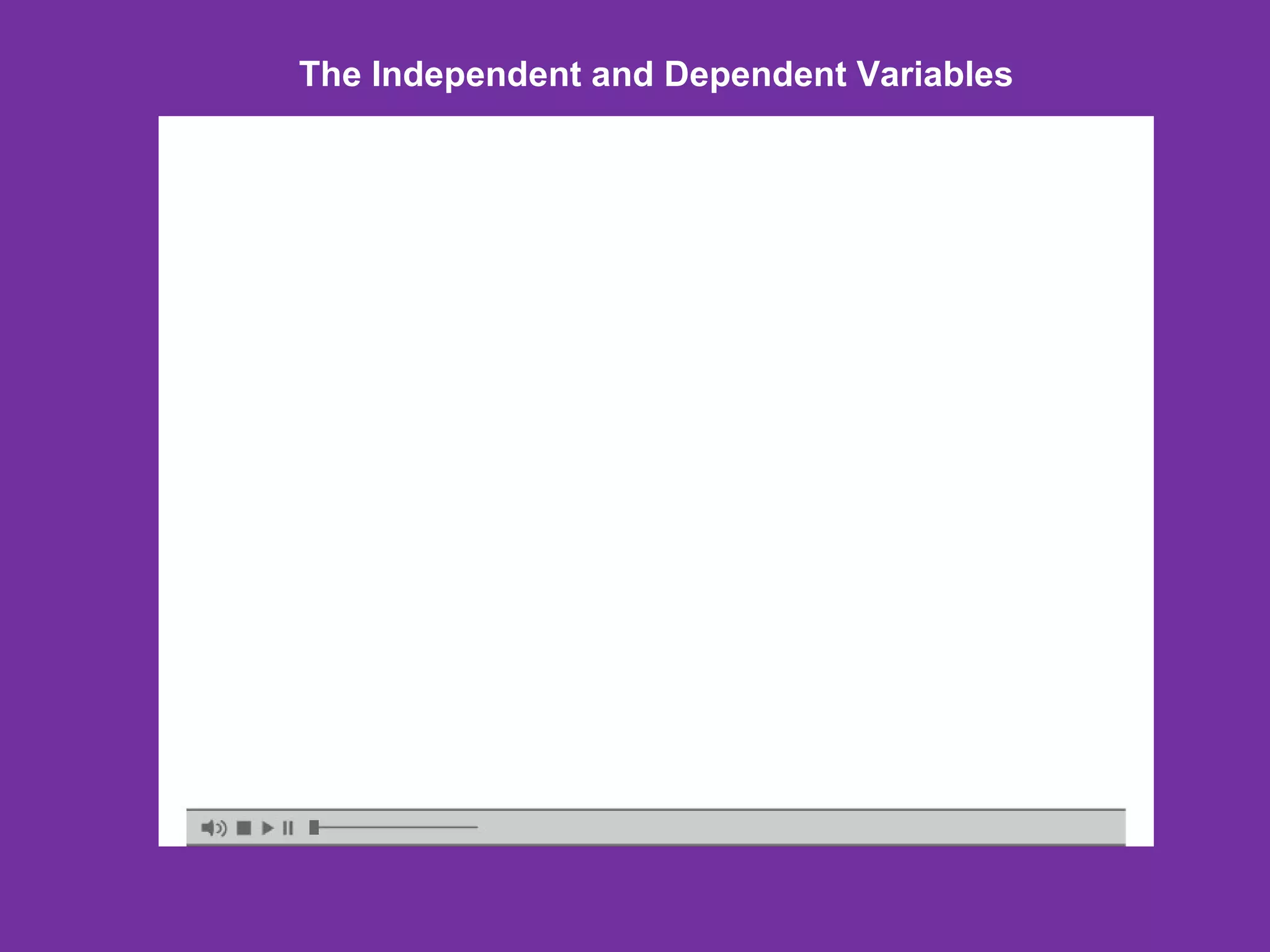 The Independent and Dependent Variables
 