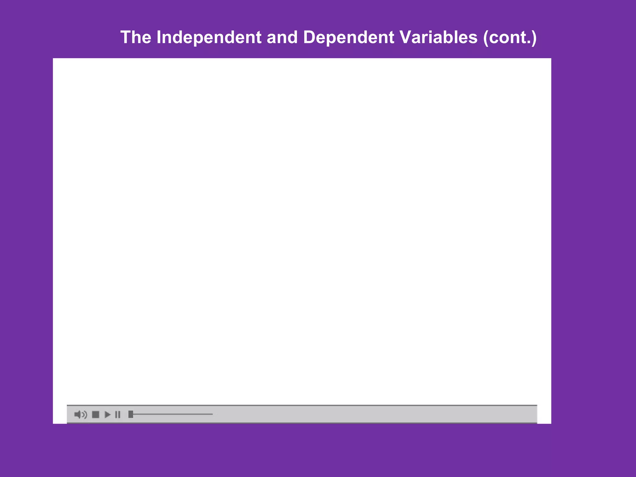 The Independent and Dependent Variables (cont.)
 