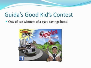 Guida’s Good Kid’s Contest
 One of ten winners of a $500 savings bond
 