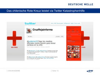 Das chilenische Rote Kreuz leistet via Twitter Katastrophenhilfe │  Seite  │  DW-AKADEMIE  