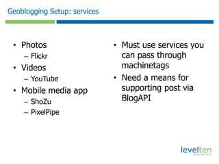 GeotaggedWhat are machinetagsMachine tags in triplet form: