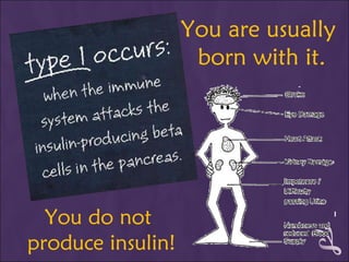 You are usually  born with it. You do not  produce insulin! 