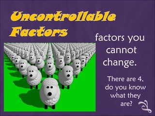 factors you  cannot change.  There are 4,  do you know  what they  are? 