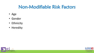 Non-Modifiable Risk Factors
• Age
• Gender
• Ethnicity
• Heredity
 