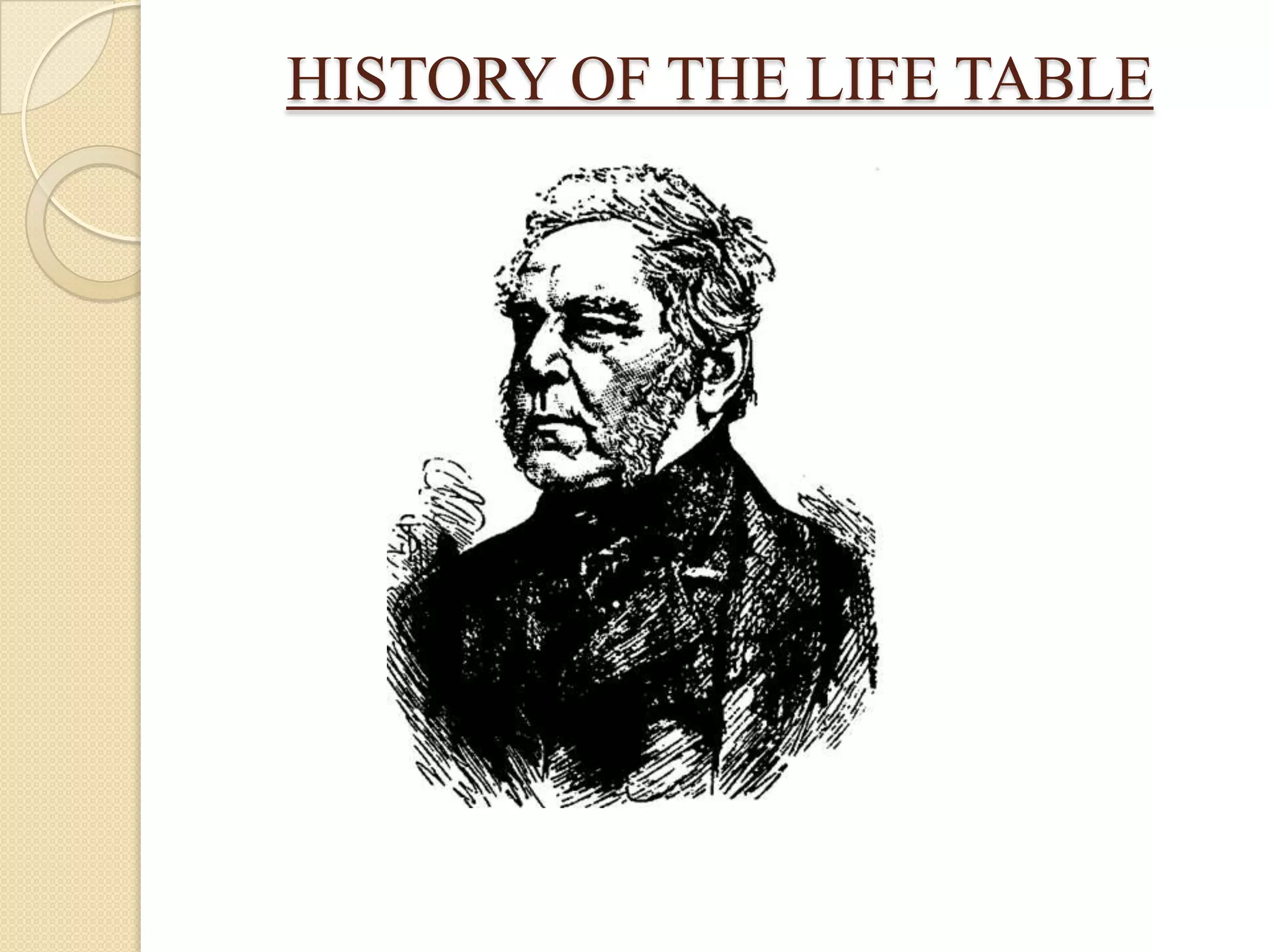 HISTORY OF THE LIFE TABLE