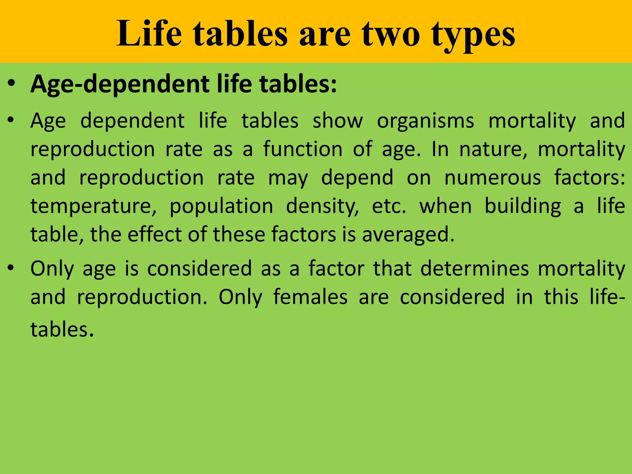 Life tables PPT