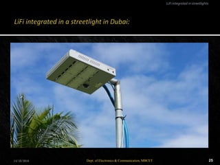 14/10/2016 25Dept. of Electronics & Communication, MBCET
LiFi integrated in streetlights
 