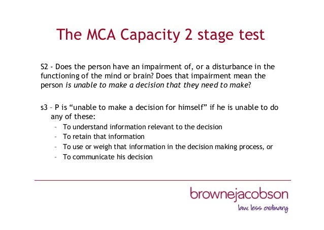 2 Stage Capacity Test : Assessing Mental Capacity under the Mental ...